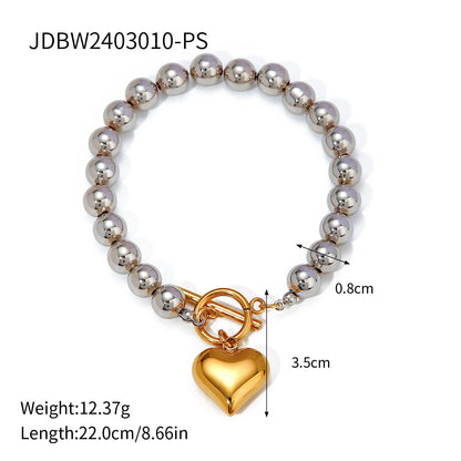 European And American Stainless Steel Beaded Bracelet High Sense Color Matching Letters