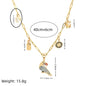 Fashion Animal Toucan Pendant Square Necklace Ladies Clavicle Chain Gold Plated Color Retention