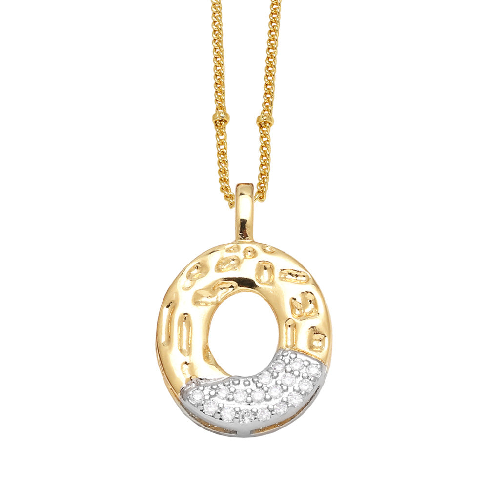 Two-tone 26 English Letters Pendant Necklace Gold-plated Collarbone Necklace