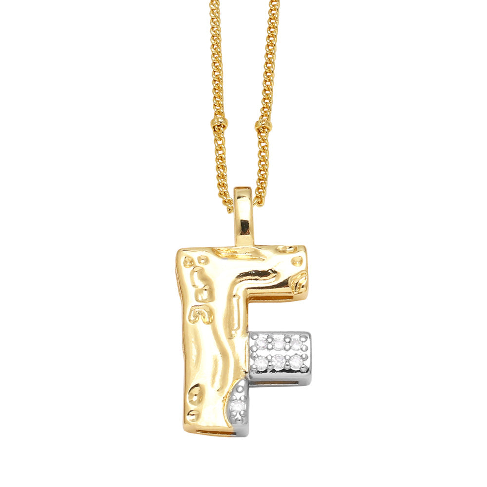 Two-tone 26 English Letters Pendant Necklace Gold-plated Collarbone Necklace