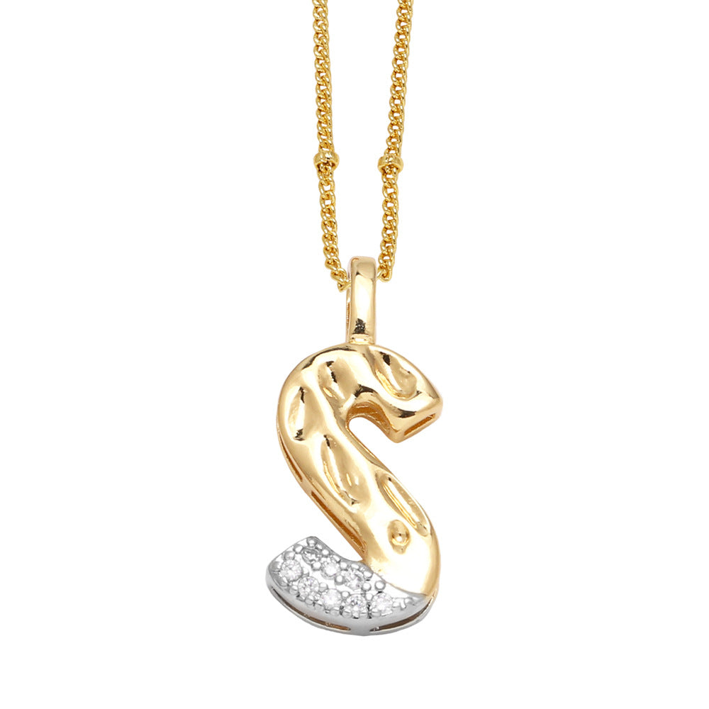 Two-tone 26 English Letters Pendant Necklace Gold-plated Collarbone Necklace