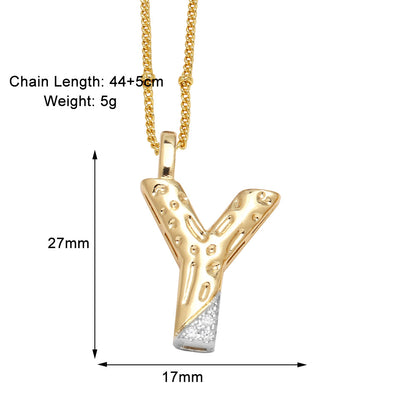 Two-tone 26 English Letters Pendant Necklace Gold-plated Collarbone Necklace