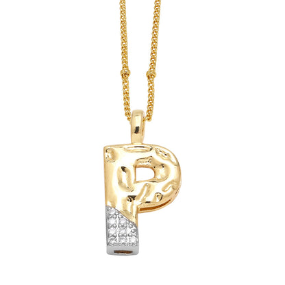 Two-tone 26 English Letters Pendant Necklace Gold-plated Collarbone Necklace