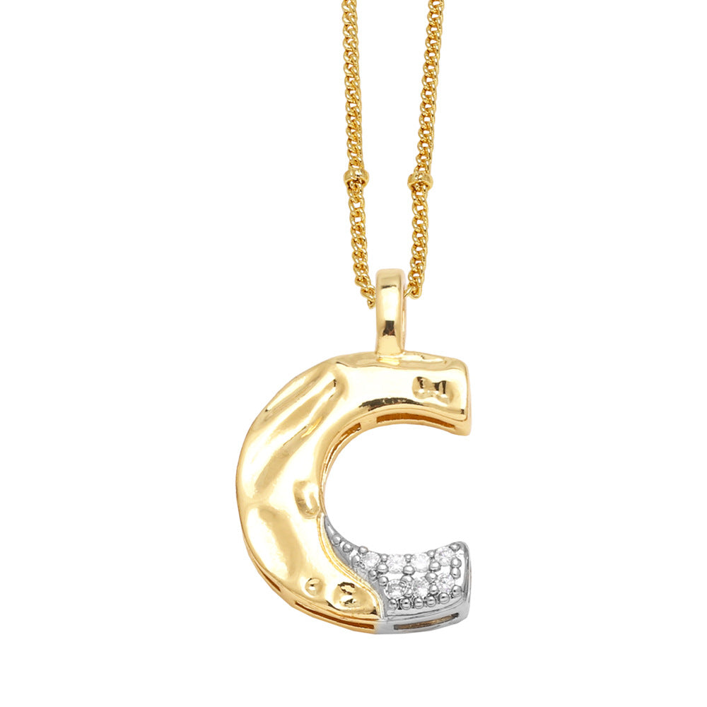 Two-tone 26 English Letters Pendant Necklace Gold-plated Collarbone Necklace