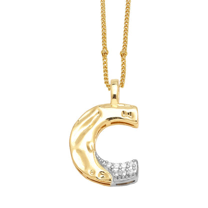 Two-tone 26 English Letters Pendant Necklace Gold-plated Collarbone Necklace