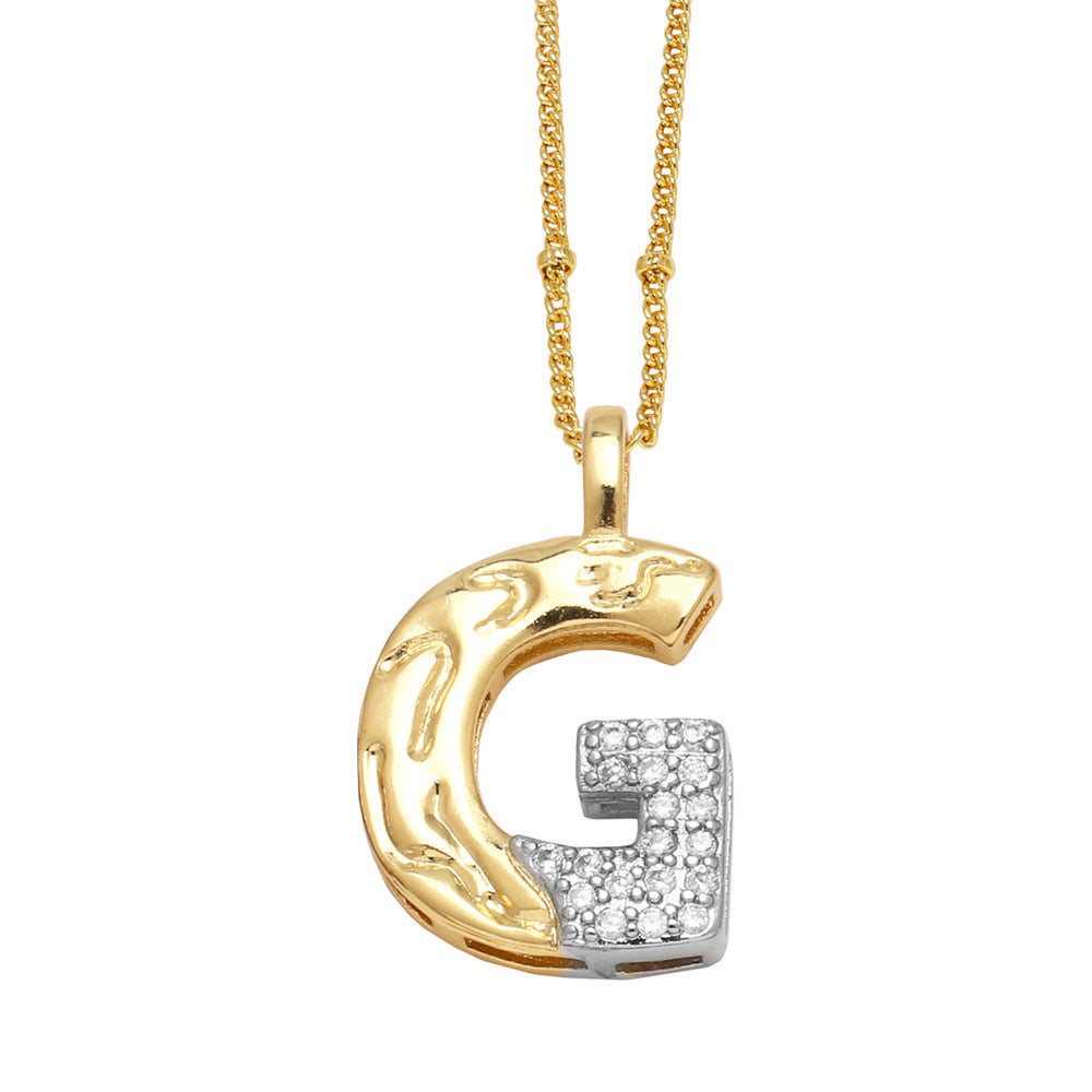Two-tone 26 English Letters Pendant Necklace Gold-plated Collarbone Necklace