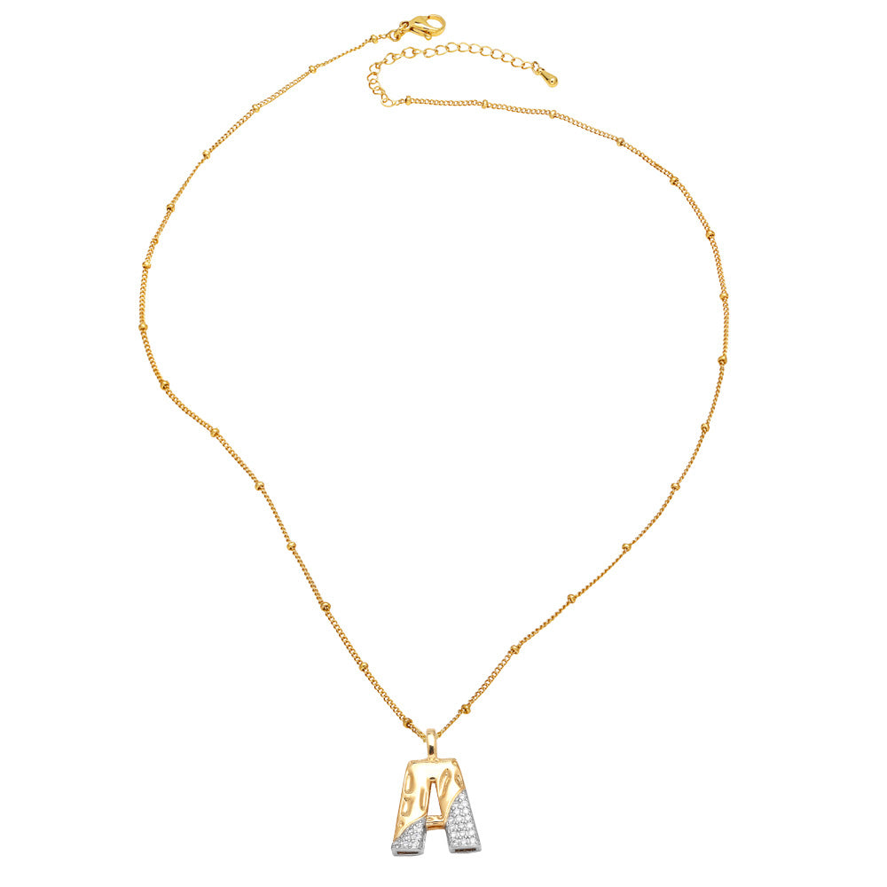 Two-tone 26 English Letters Pendant Necklace Gold-plated Collarbone Necklace