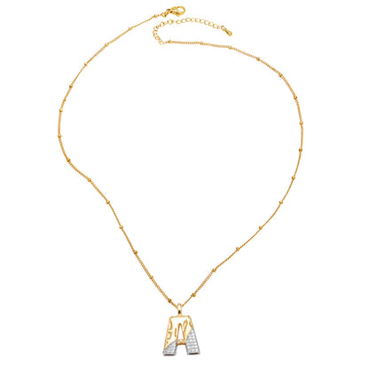 Two-tone 26 English Letters Pendant Necklace Gold-plated Collarbone Necklace