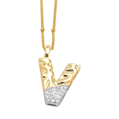 Two-tone 26 English Letters Pendant Necklace Gold-plated Collarbone Necklace