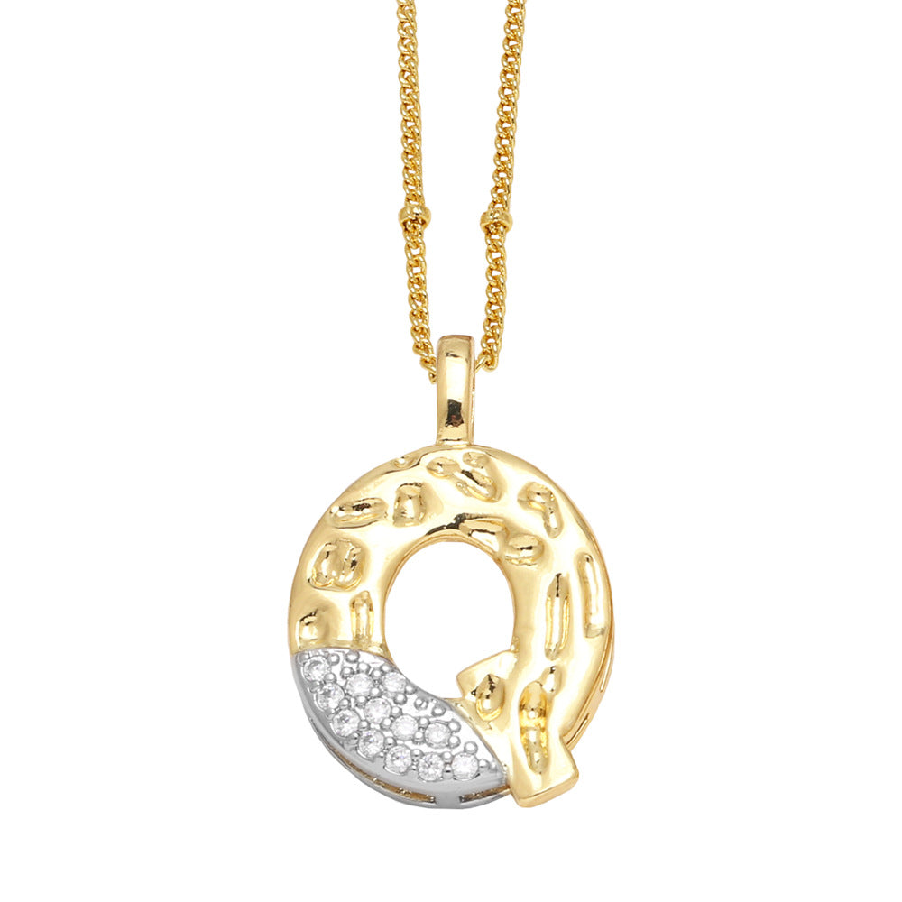 Two-tone 26 English Letters Pendant Necklace Gold-plated Collarbone Necklace