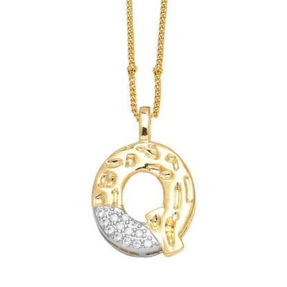 Two-tone 26 English Letters Pendant Necklace Gold-plated Collarbone Necklace