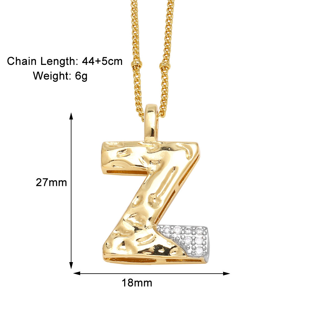 Two-tone 26 English Letters Pendant Necklace Gold-plated Collarbone Necklace