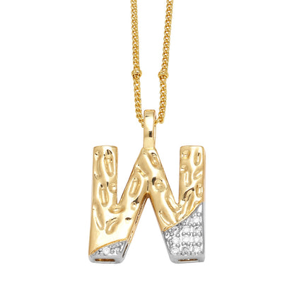 Two-tone 26 English Letters Pendant Necklace Gold-plated Collarbone Necklace