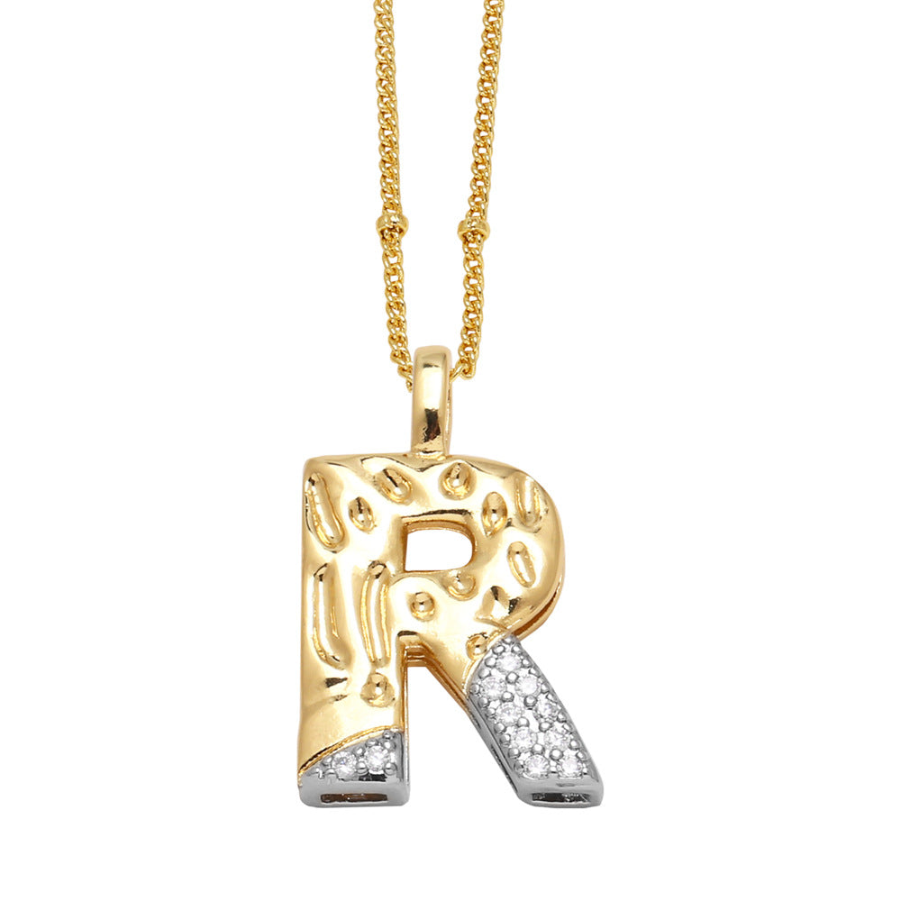 Two-tone 26 English Letters Pendant Necklace Gold-plated Collarbone Necklace