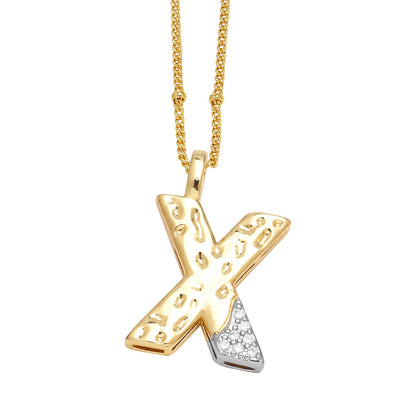 Two-tone 26 English Letters Pendant Necklace Gold-plated Collarbone Necklace