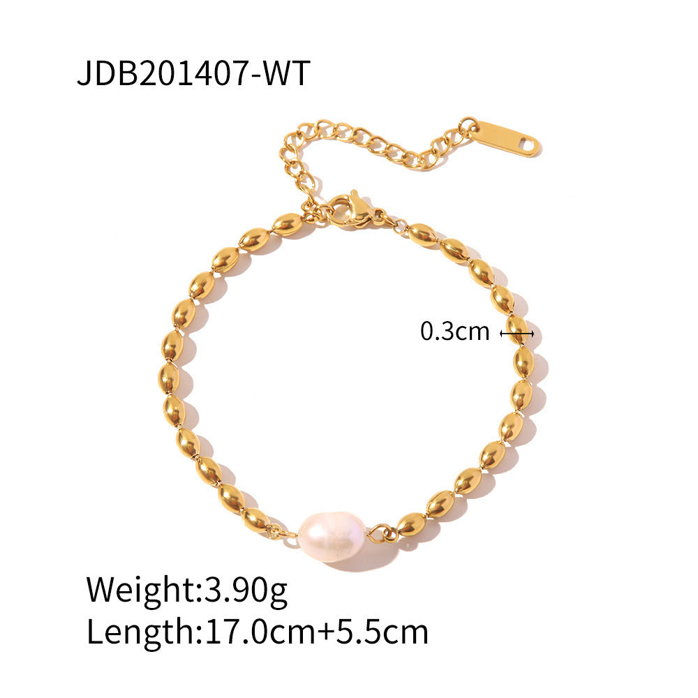 European And American Stainless Steel Beaded Bracelet High Sense Color Matching Letters