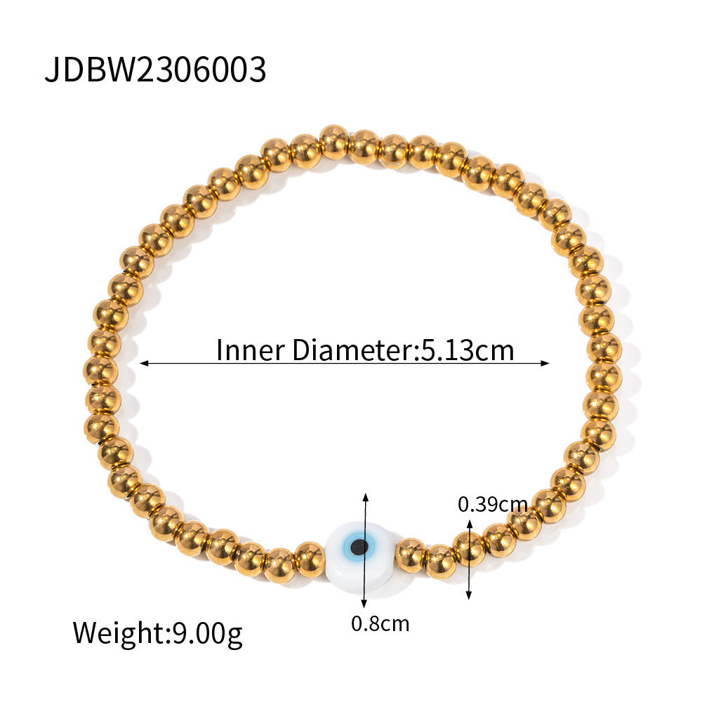 European And American Stainless Steel Beaded Bracelet High Sense Color Matching Letters