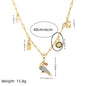 Fashion Animal Toucan Pendant Square Necklace Ladies Clavicle Chain Gold Plated Color Retention