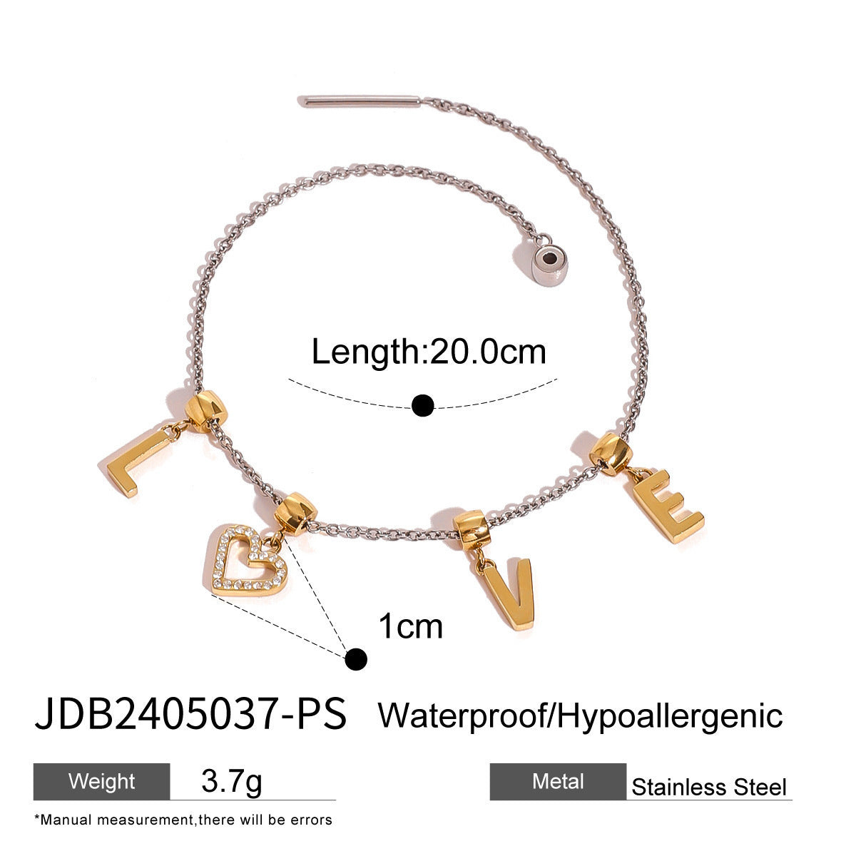 European And American Stainless Steel Beaded Bracelet High Sense Color Matching Letters